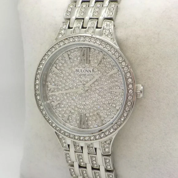 **NEW** Bulova Ladies Crystal Phantom Silver-Tone Stainless Steel Watch - Picture 2 of 13